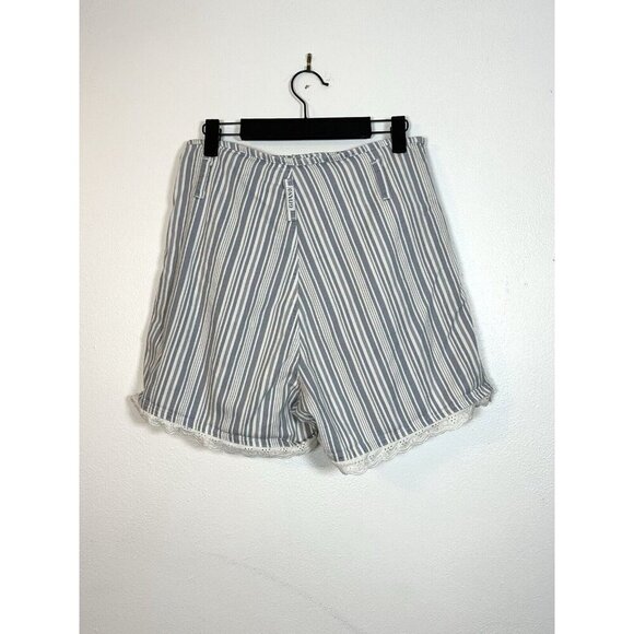 Vintage 80s Gitano High Rise Blue White Striped Shorts 9 Eyelet Lace Retro Y2k - Picture 4 of 10